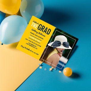 Bleu et maïs Graduation Party Photo Invitation