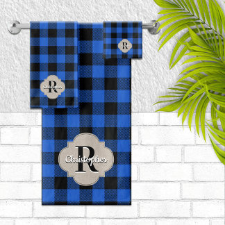 Bleu et noir Buffalo Check Rustic Farmhouse