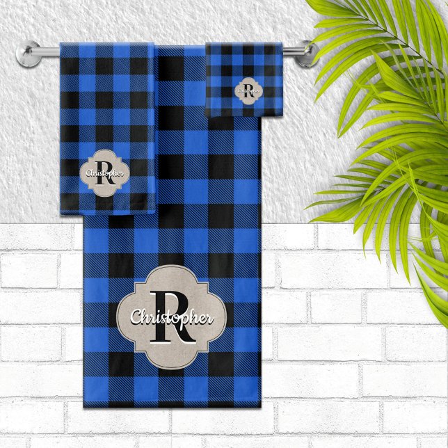 Bleu et noir Buffalo Check Rustic Farmhouse (Créateur téléchargé)