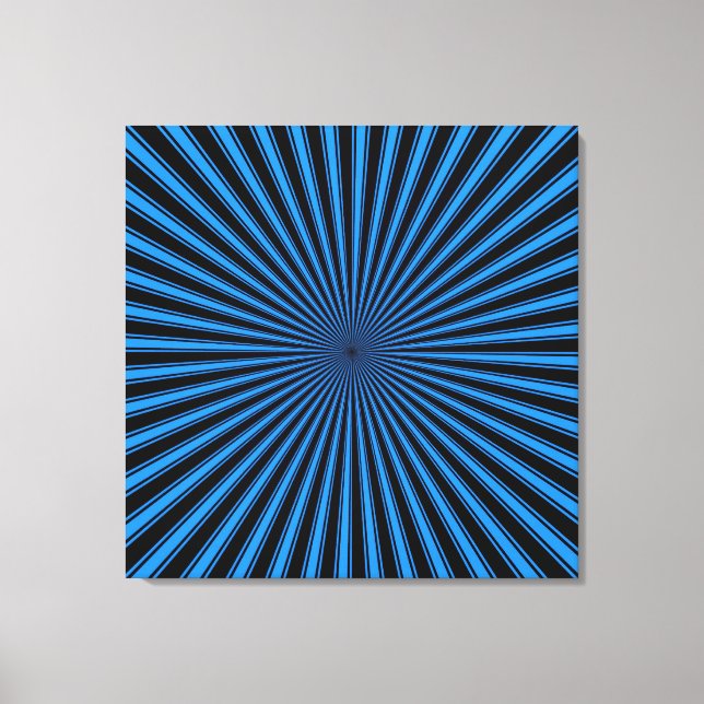 Bleu et noir Funky Art Abstrait Enveloppé Toile (Recto)