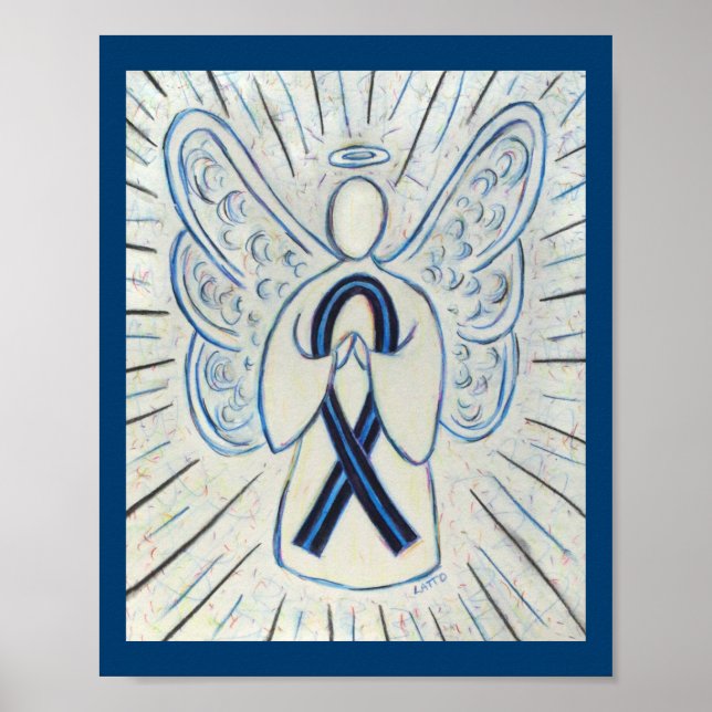 Bleu et Noir Sensibilisation Ruban Ange Poster Imp (Devant)