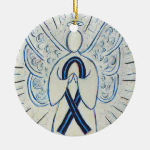 Bleu et Noir Sensibilisation Ruban Angel Ornements