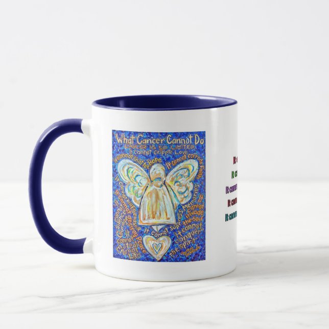 Bleu et or Cancer Ange Mug (Gauche)