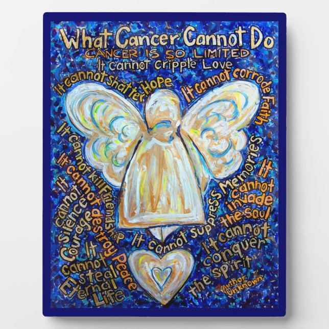 Bleu et or Cancer Ange Peinture Poème Plaque (Devant)