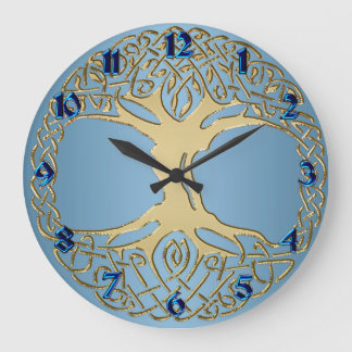 Bleu et or Celtique noeud Arbre de vie Horloge