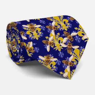 Bleu et or - Cravate Fleur de Bee
