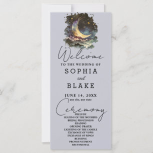 Bleu et or Croissant Lune étoiles Nuages Mariage