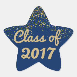 Bleu et or Sparkle Graduation Star Sticker 2017