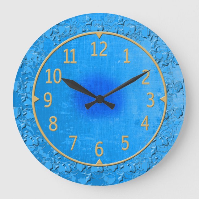 Bleu et or Vintage Look horloge (Recto)