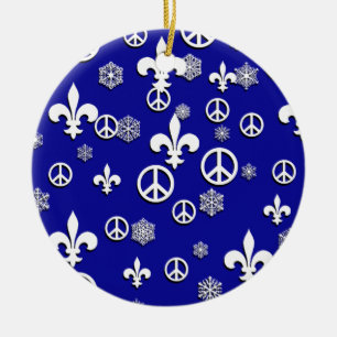 Bleu et ornement de White Fleur de Lis Peace