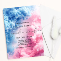 Bleu et rose Fumée Bébé Genre Reveillez Invitation