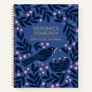 Bleu et rose Illustrated Bird Gratitude Journal