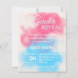 Bleu et rose Splash Genre Reveillez Invitation
