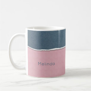 Bleu et rose Texture tasse de nom personnalisé