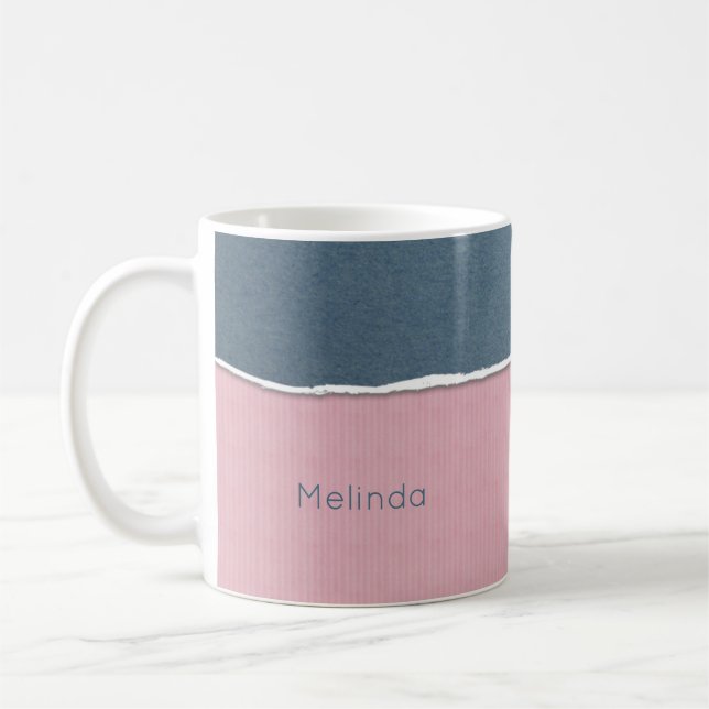 Bleu et rose Texture tasse de nom personnalisé (Gauche)