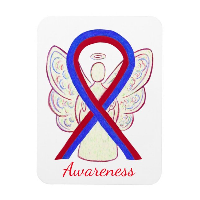 Bleu et rouge Sensibilisation Ruban Angel Magnets (Vertical)
