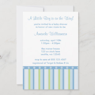 Bleu et vert Bébé Bébé Boy Douche Invitations