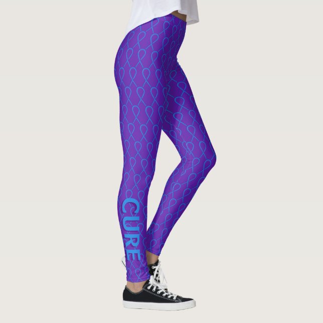 Bleu et violet de sensibilisation Ruban Leggings p (Droite)
