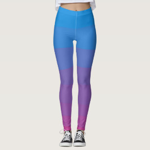 Bleu et violet ombre rayures Leggings