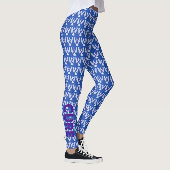 Bleu et violet sensibilisation Ruban Angel Legging (Droite)