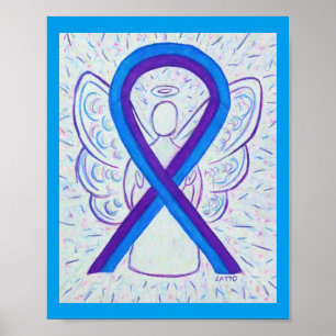 Bleu et violet sensibilisation Ruban Angel Poster