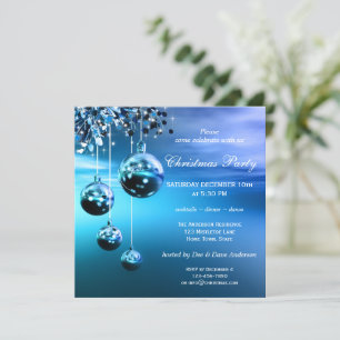 Bleu étincelant Fête de Noël moderne Invitation