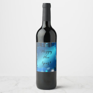 Bleu étincelles et satin   Étiquettes de vin perso
