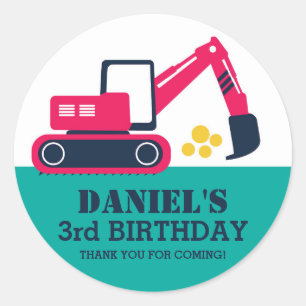Bleu Excavateur Enfants Stickers de fête d'anniver