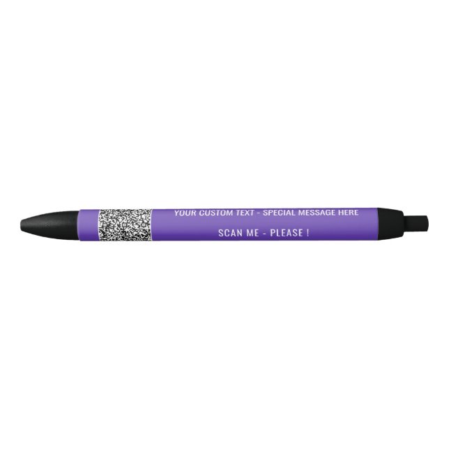Bleu Exemple de stylo d'affaires avec QR Code et texte  (Devant)