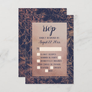 Bleu Faux Rose Gold Vintage Rose Floral RSVP