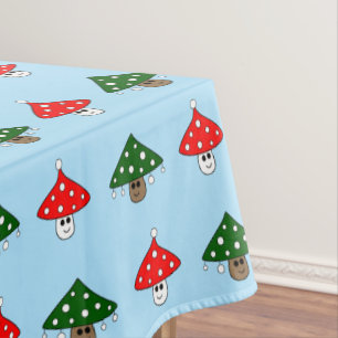 Bleu Festif Champignons Nappe