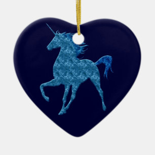 Bleu feu Unicorne Ornement cardiaque
