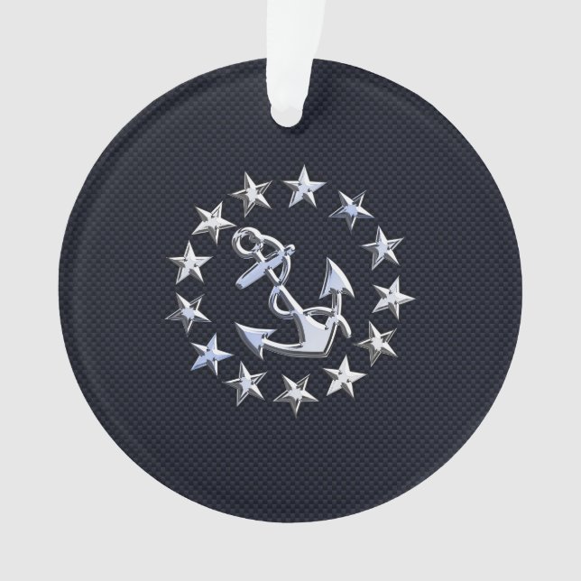 Bleu fibre de carbone Nautique Chrome Yacht drapea (devant)