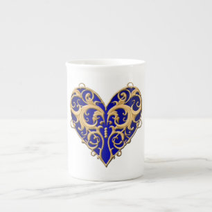 Bleu Filigree Coeur Mug