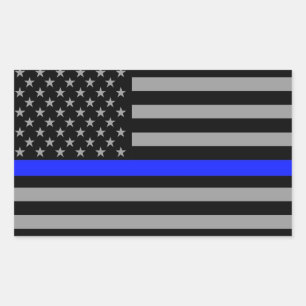 Bleu fin Drapeau Rectangle Stickers brillant