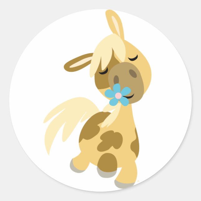 Bleu Fleur et Pony autocollant (Devant)