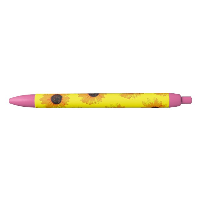 Bleu Fleurs de soleil peintes à l'huile jaune, Stylo (Devant)