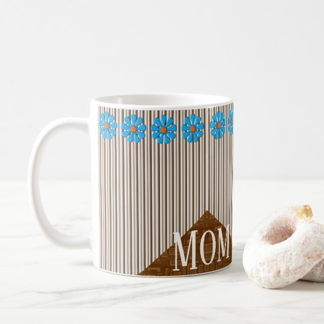 Bleu Fleurs Fraîches Mug (Avec donut)