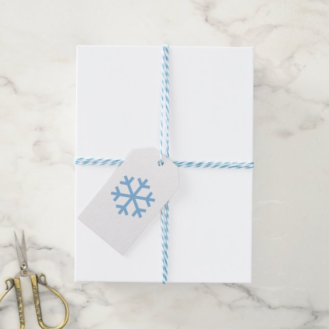 Bleu flocon de neige étiquettes cadeaux de Noël (Avec de laficelle)