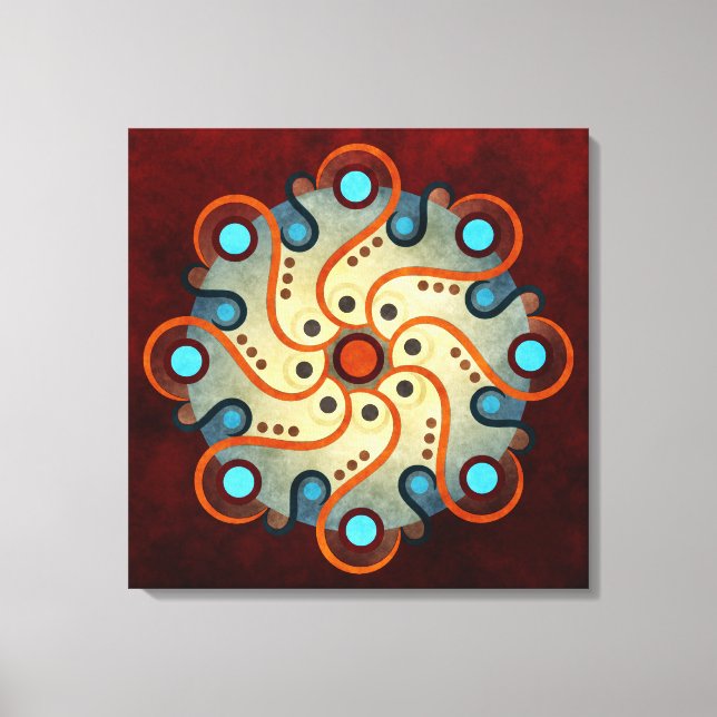 Bleu Floral Abstrait Vector Art Enveloppé Toile Pr (Recto)