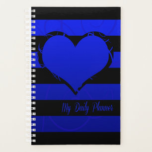 Bleu Floral Coeur Bleu Grandes Noires