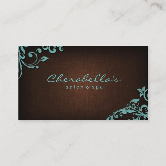 Bleu floral de brun de carte de visite de spa de (Devant)