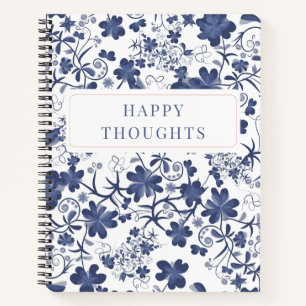 Bleu Floral Double Pensées Diverses Journal Carnet