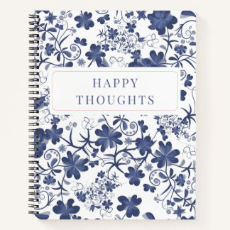 Bleu Floral Double Pensées Diverses Journal Carnet