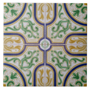 bleu floral jaune azulejos moderne Carreaux