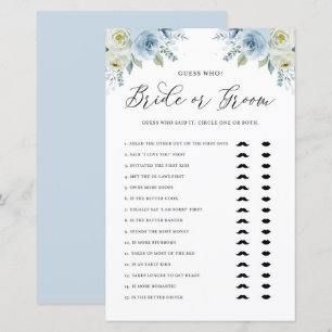 Bleu Floral Mariée ou Groom Il a dit qu'elle a dit
