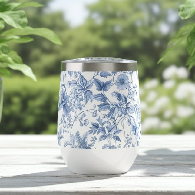 Bleu Floral Toile Élégant Vintage (Créateur téléchargé)