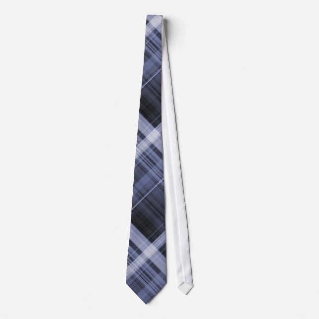 Bleu foncé Couleur Plaid Motif Cravate homme (Devant)