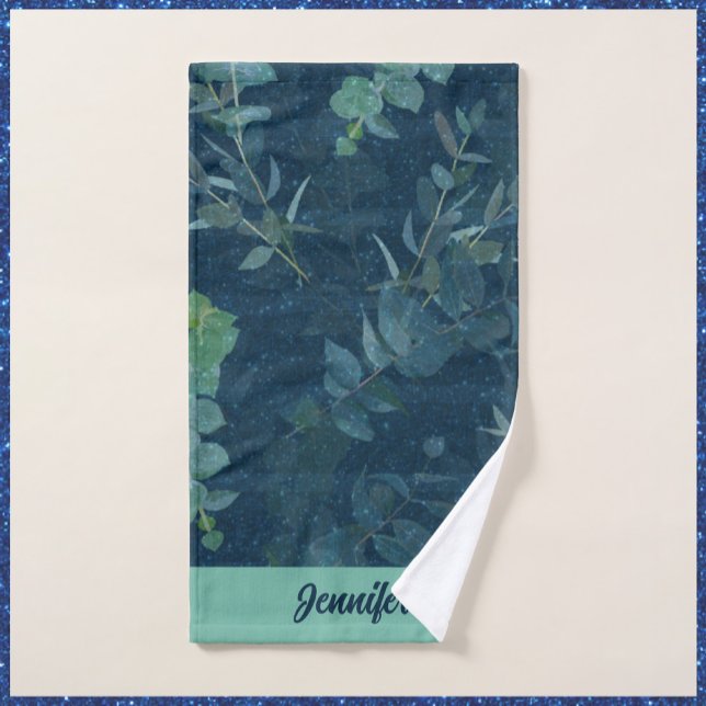 Bleu foncé et Feuilles verts Turquoises (Bookmark my store: https://www.zazzle.com/store/capricepetit?rf=238091145531749709)