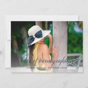 Bleu foncé et rayures mauves Faire-part diplômée